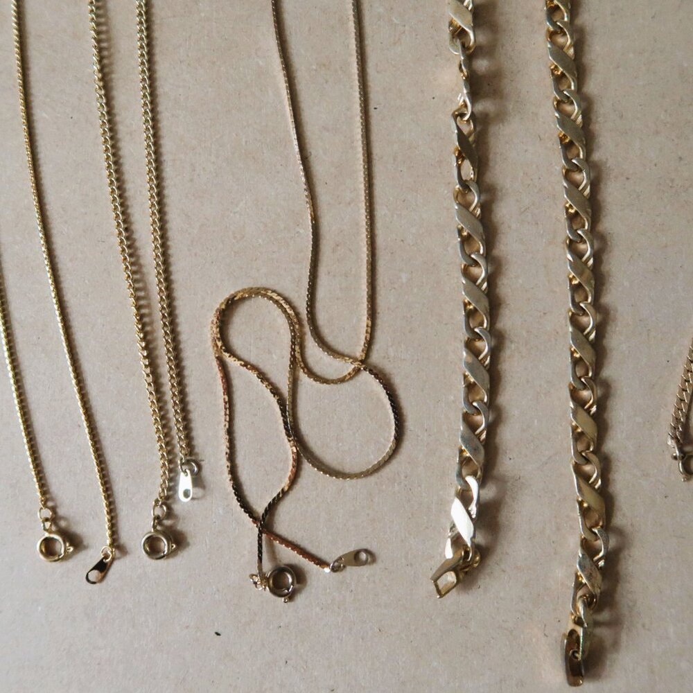 Gold Tone Two Tone Necklace Chain 7 PC Bundle Mix Wearable Jewelry Craft Supply